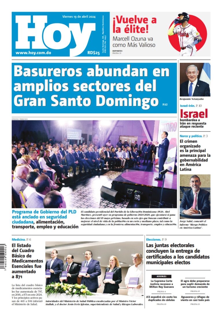 Portada Periódico Hoy, Viernes 19 Abril, 2024