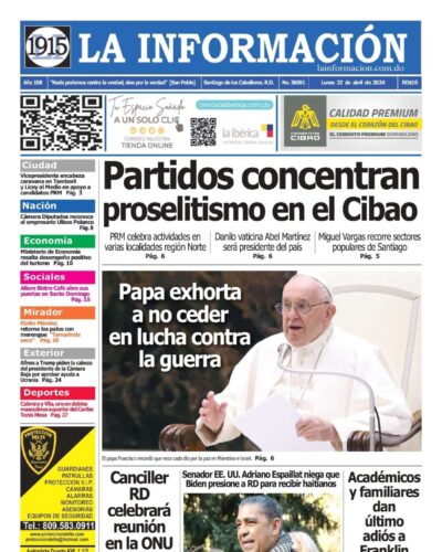 Portada Periódico La Información, Lunes 22 Abril, 2024