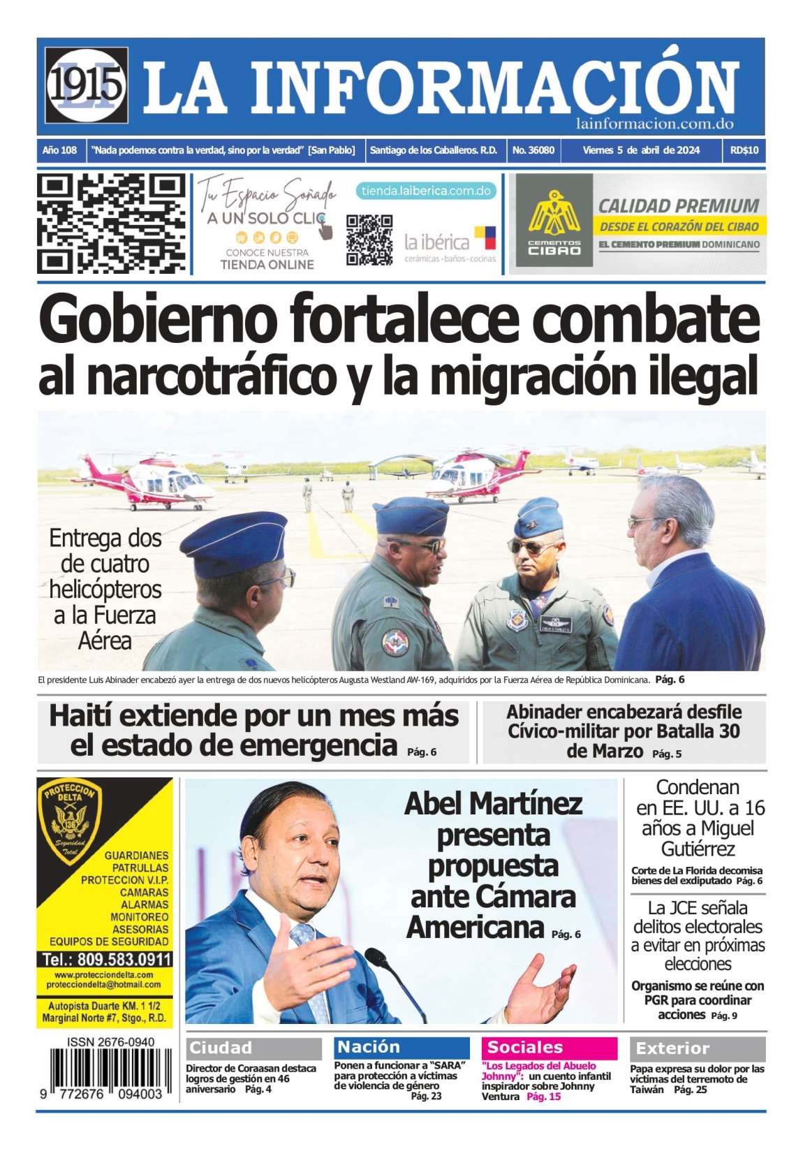 Portada Periódico La Información, Viernes 05 Abril, 2024