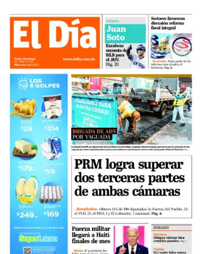 Portada Periódico El Día, Miércoles 22 Mayo, 2024