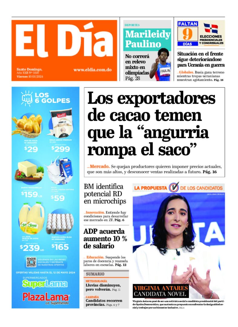 Portada Periódico El Día, Viernes 10 Mayo, 2024