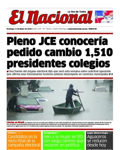 Portada Periódico El Nacional, Domingo 12 Mayo, 2024