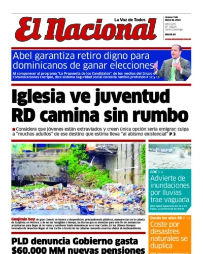 Portada Periódico El Nacional, Jueves 02 Mayo, 2024