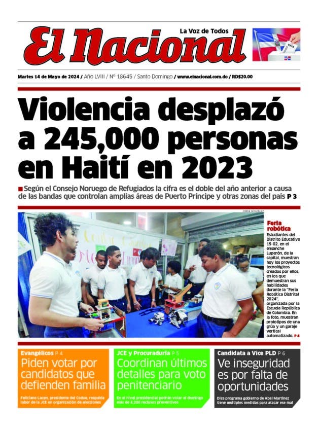 Portada Periódico El Nacional, Martes 14 Mayo, 2024