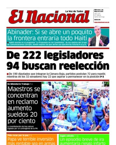Portada Periódico El Nacional, Miércoles 01 Abril, 2024