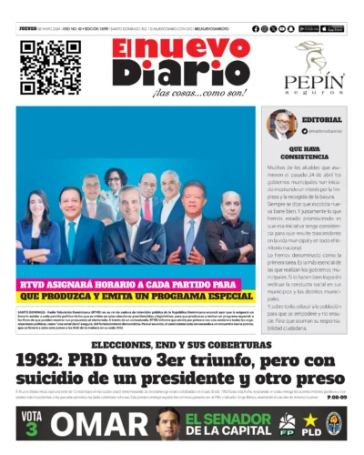 Portada Periódico El Nuevo Diario, Jueves 02 Mayo, 2024