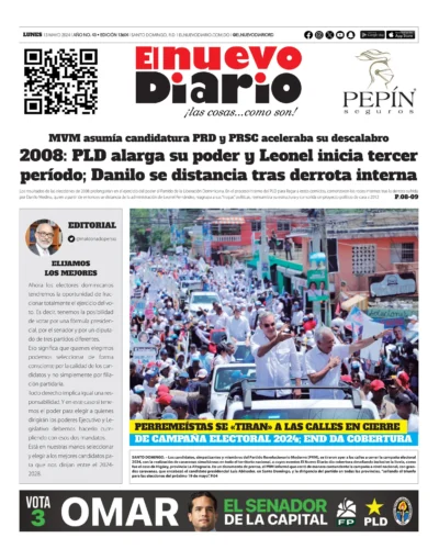 Portada Periódico El Nuevo Diario, Lunes 13 Mayo, 2024