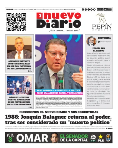 Portada Periódico El Nuevo Diario, Viernes 03 Mayo, 2024