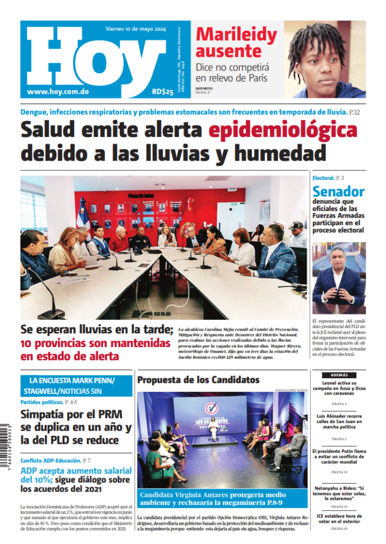 Portada Periódico Hoy, Viernes 10 Mayo, 2024