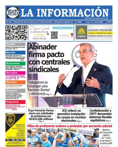 Portada Periódico La Información, Jueves 02 Mayo, 2024