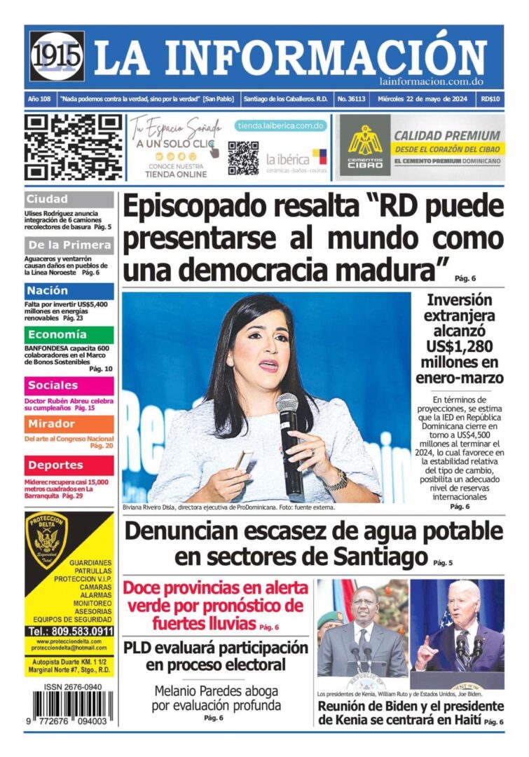 Portada Periódico La Información, Miércoles 22 Mayo, 2024