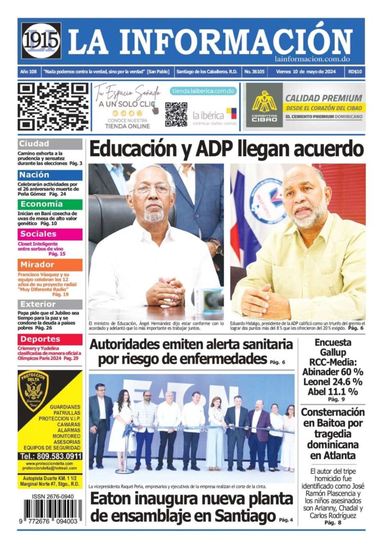 Portada Periódico La Información, Viernes 10 Mayo, 2024