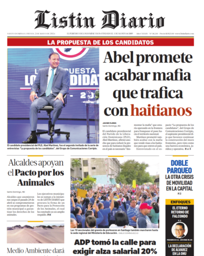 Portada Periódico Listín Diario, Jueves 02 Mayo, 2024