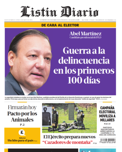 Portada Periódico Listín Diario, Lunes 06 Mayo, 2024
