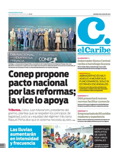 Portada Periódico El Caribe, Jueves 06 Junio, 2024