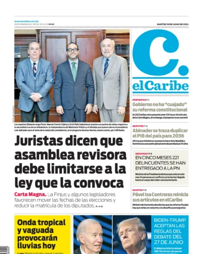 Portada Periódico El Caribe, Martes 18 Junio, 2024