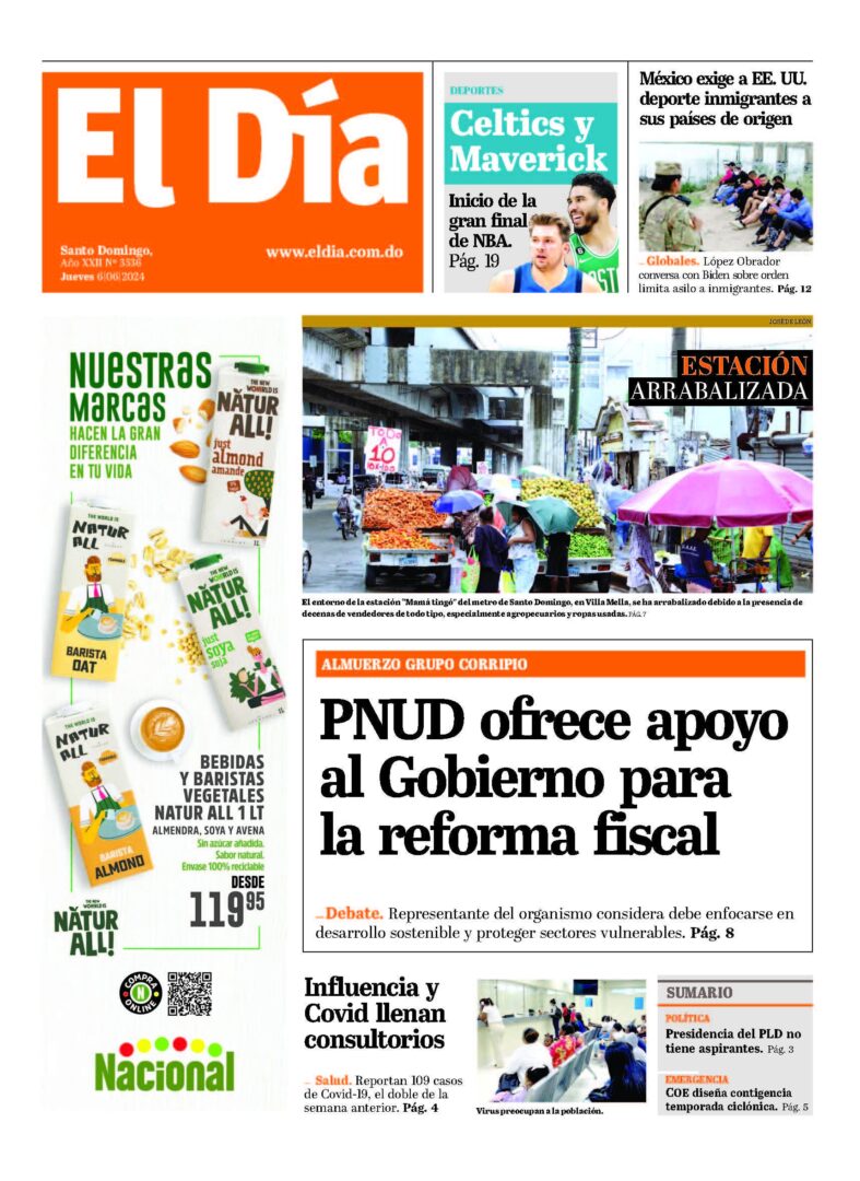 Portada Periódico El Día, Jueves 06 Junio, 2024