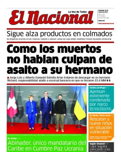 Portada Periódico El Nacional, Domingo 16 Junio, 2024