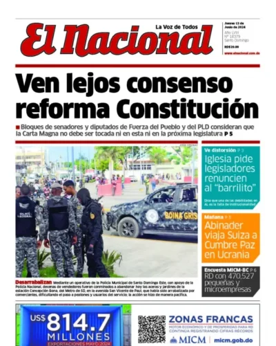 Portada Periódico El Nacional, Jueves 13 Junio, 2024