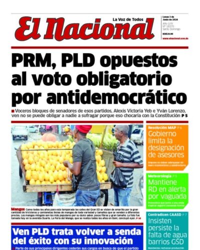 Portada Periódico El Nacional, Lunes 03 Junio, 2024