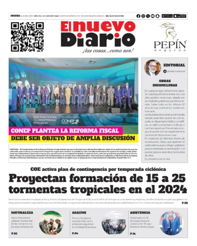 Portada Periódico El Nuevo Diario, Jueves 06 Junio, 2024