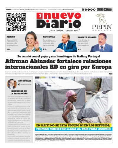 Portada Periódico El Nuevo Diario, Lunes 03 Junio, 2024