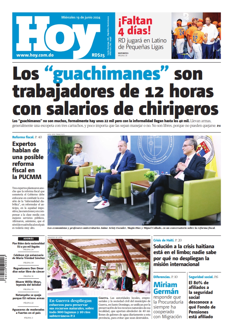 Portada Periódico Hoy, Miércoles 19 Junio, 2024