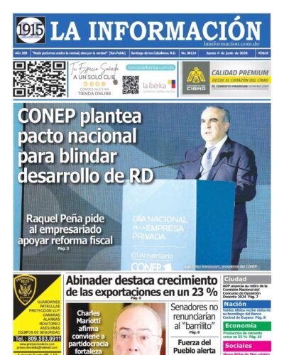 Portada Periódico La Información, Jueves 06 Junio, 2024