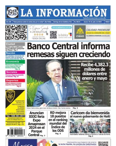 Portada Periódico La Información, Jueves 20 Junio, 2024