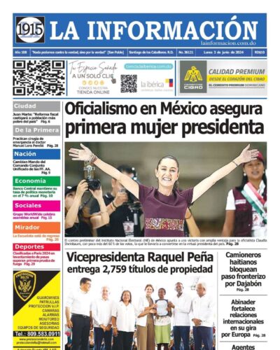 Portada Periódico La Información, Lunes 03 Junio, 2024