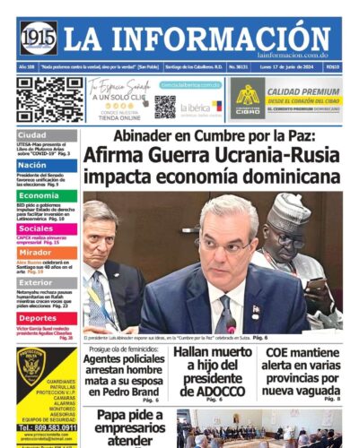 Portada Periódico La Información, Lunes 17 Junio, 2024