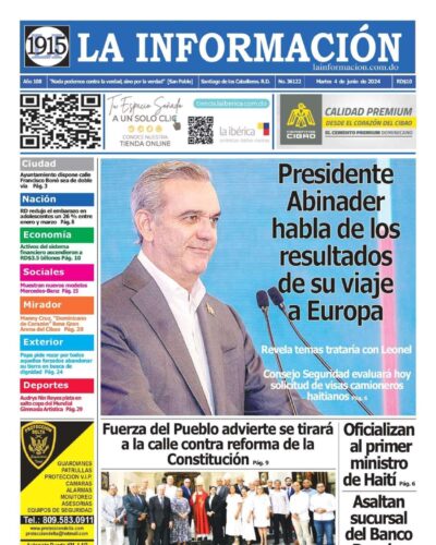 Portada Periódico La Información, Martes 04 Junio, 2024