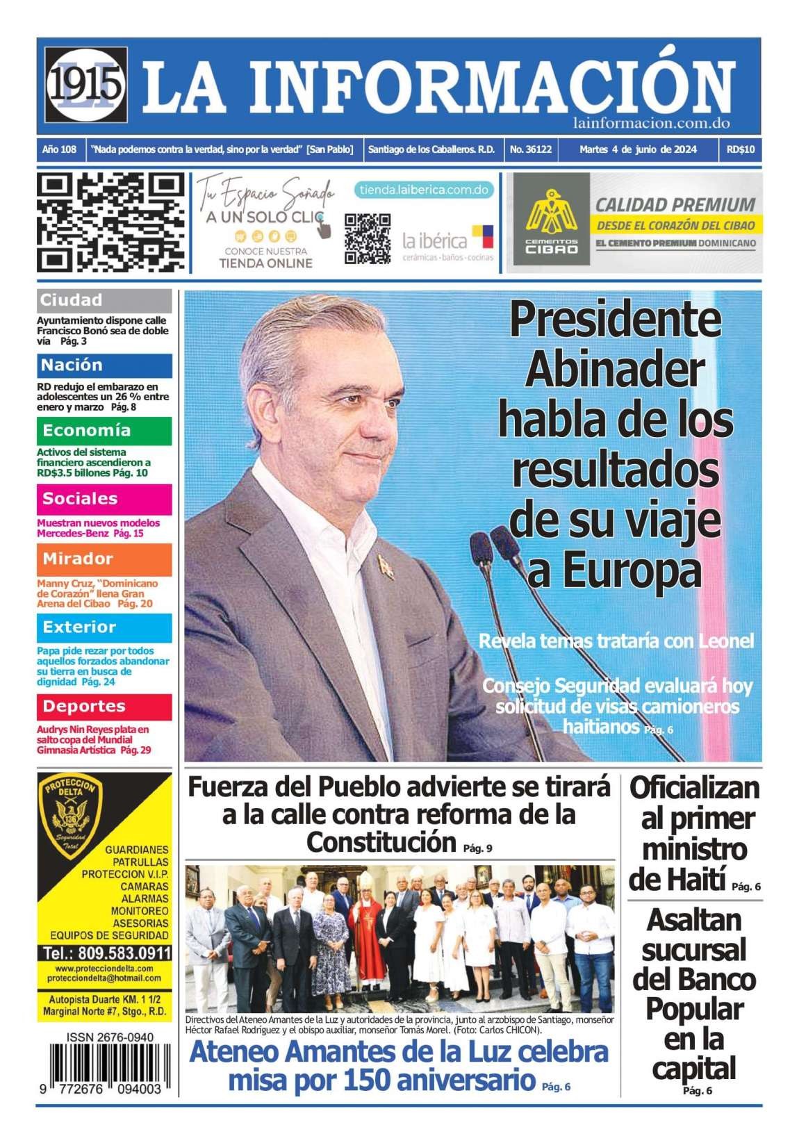 Portada Periódico La Información, Martes 04 Junio, 2024