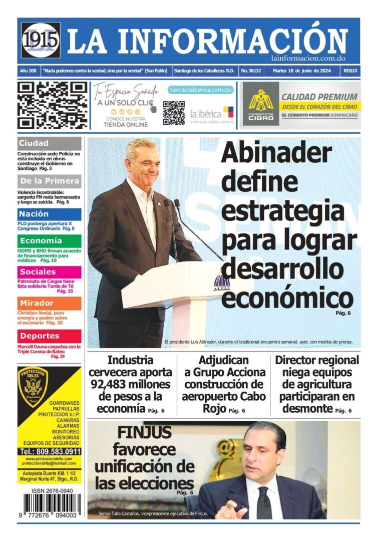 Portada Periódico La Información, Martes 18 Junio, 2024