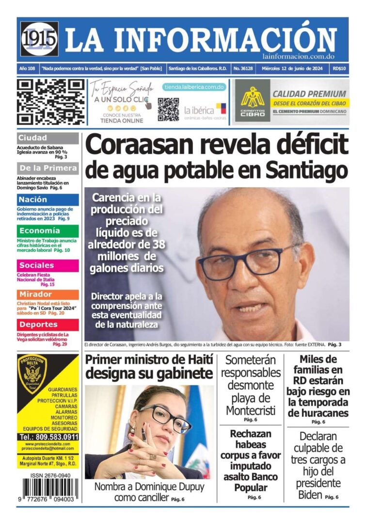 Portada Periódico La Información, Miércoles 12 Junio, 2024