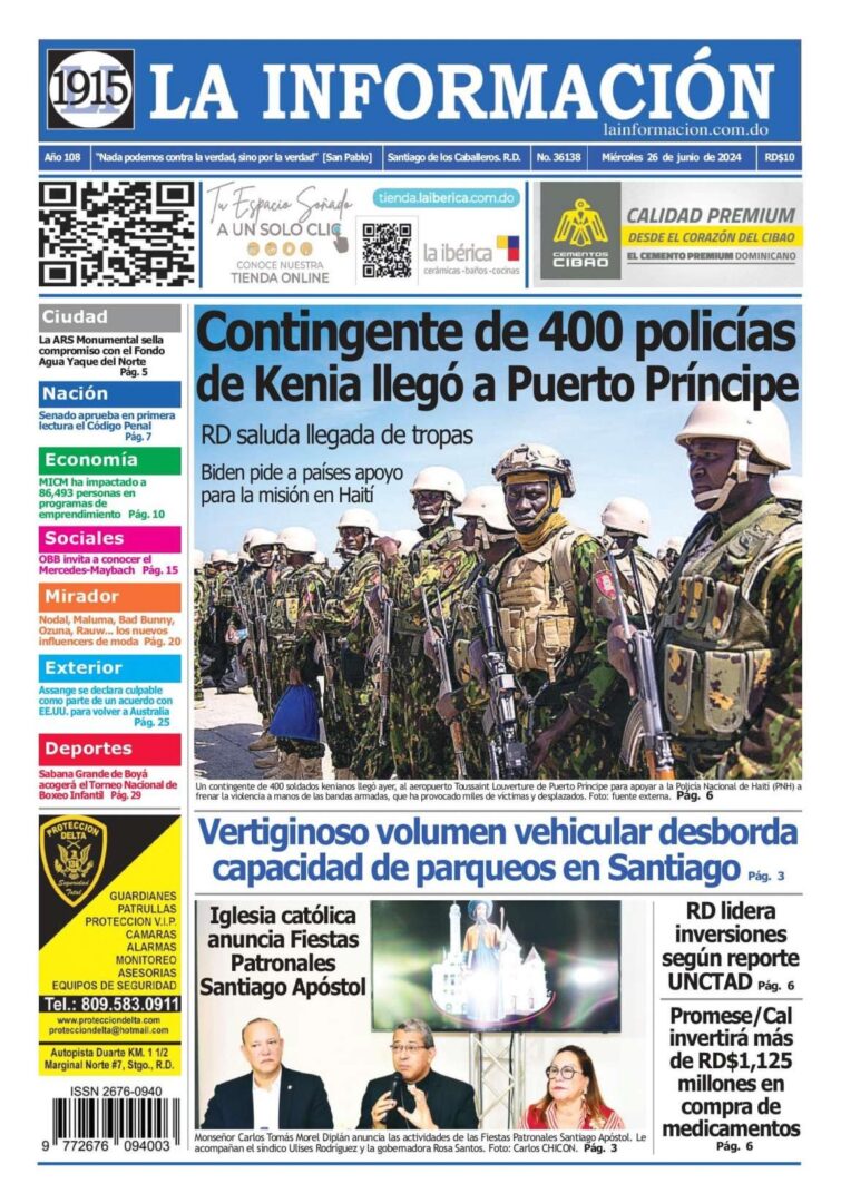 Portada Periódico La Información, Miércoles 26 Junio, 2024