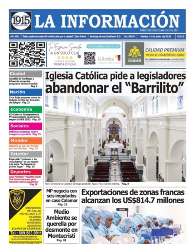 Portada Periódico La Información, Viernes 14 Junio, 2024