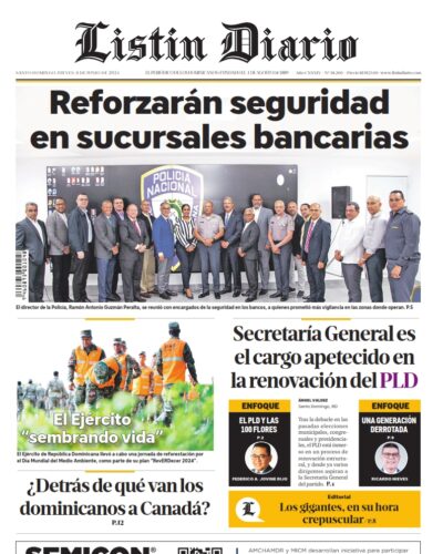 Portada Periódico Listín Diario, Jueves 06 Junio, 2024