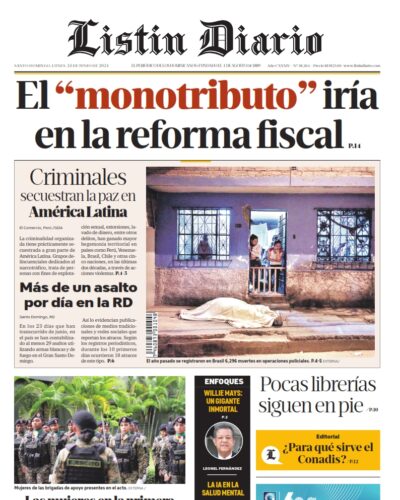 Portada Periódico Listín Diario, Lunes 24 Junio, 2024