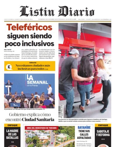 Portada Periódico Listín Diario, Martes 18 Junio, 2024