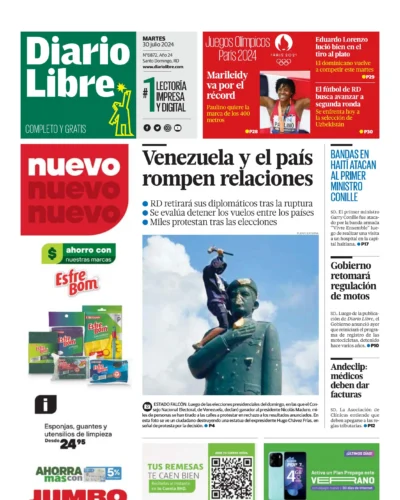 Portada Periódico Diario Libre, Martes 30 Julio, 2024