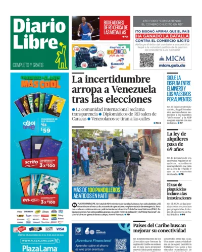 Portada Periódico Diario Libre, Miércoles 31 Julio, 2024