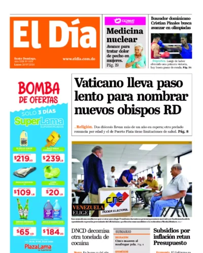 Portada Periódico El Día, Lunes 29 Julio, 2024