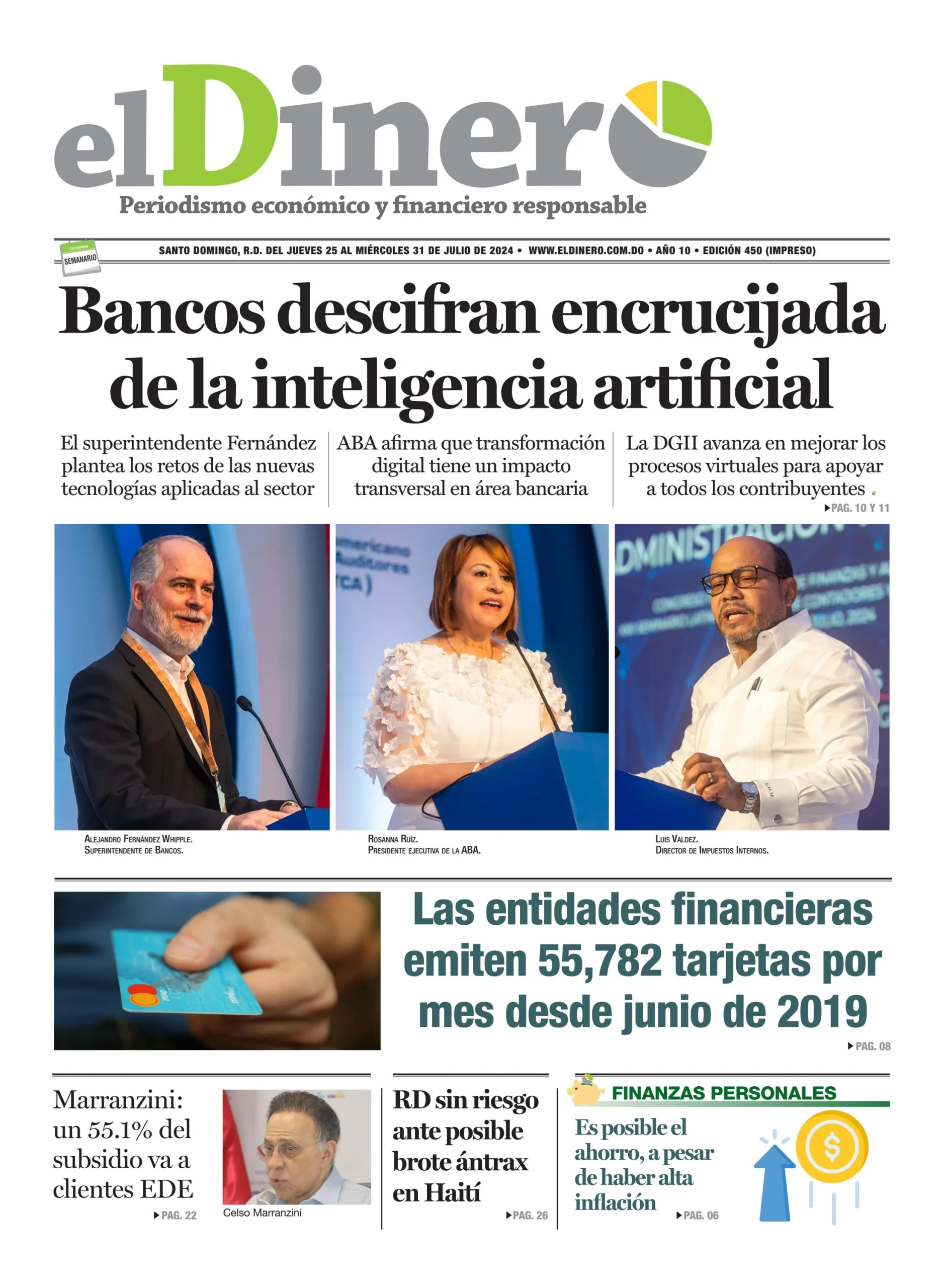 Portada Periódico El Dinero, Jueves 25 Julio, 2024