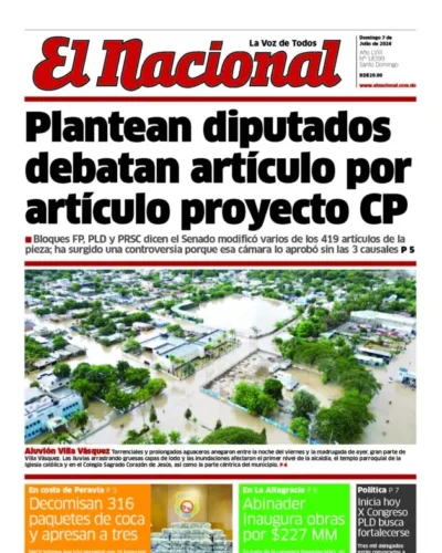 Portada Periódico El Nacional, Domingo 07 Julio, 2024