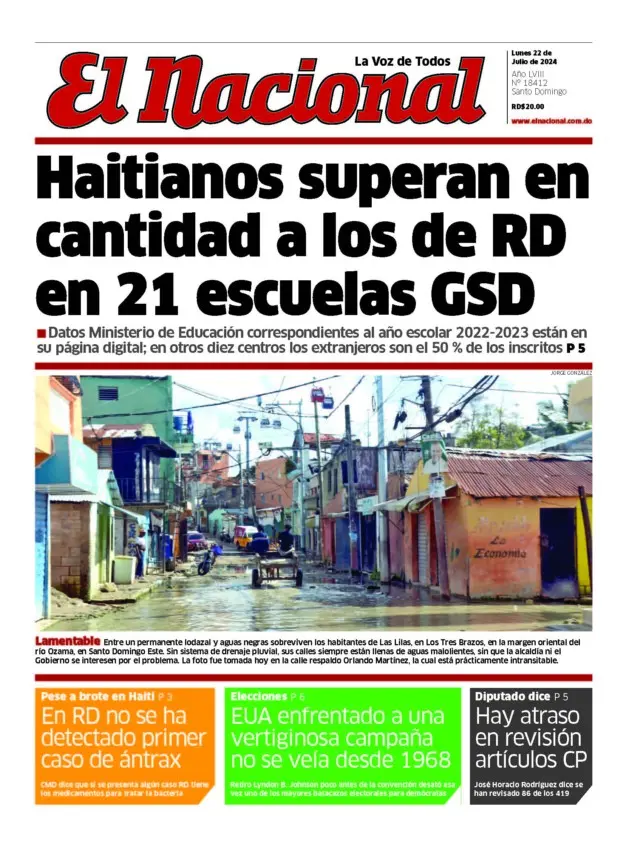 Portada Periódico El Nacional, Domingo 21 Julio, 2024