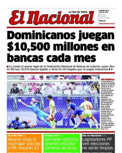 Portada Periódico El Nacional, Domingo 28 Julio, 2024