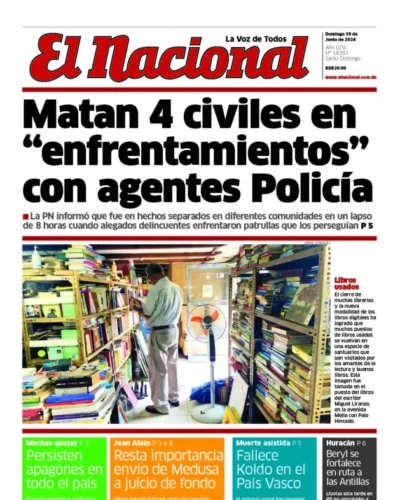 Portada Periódico El Nacional, Domingo 30 Junio, 2024