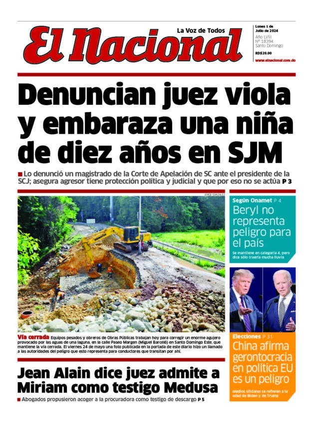 Portada Periódico El Nacional, Lunes 01 Julio, 2024
