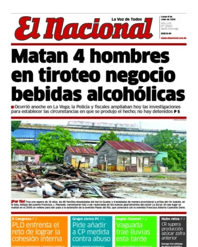Portada Periódico El Nacional, Lunes 08 Julio, 2024